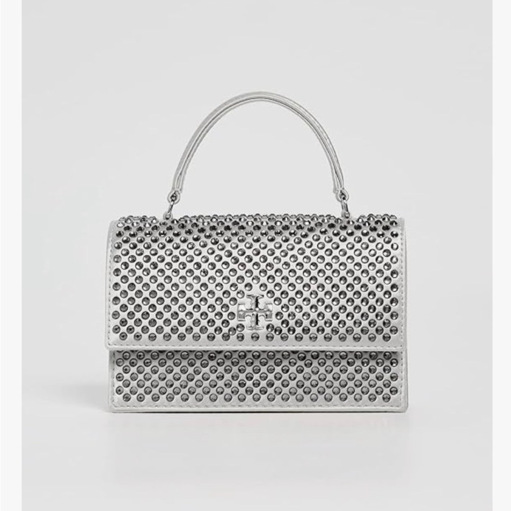 Tory Burch MINI KIRA SATIN EMBELLISHED TOP-HANDLE CROSSBODY - Picture 2 of 5